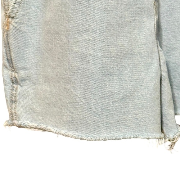 OLD NAVY Slouchy No Stretch Lightwash Raw Hem Short Cotton Denim Overall - Picture 5 of 10